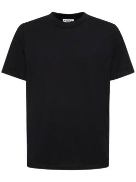 Jil Sander: 棉质平纹针织T恤 - 黑色 - men_0 | Luisa Via Roma