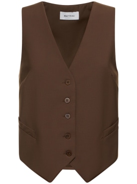 Matteau: Tailored wool blend waistcoat - Brown - women_0 | Luisa Via Roma