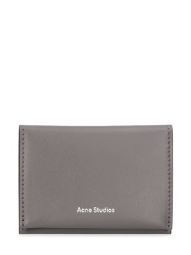 Acne Studios: Flap leather card holder - Dark Grey - men_0 | Luisa Via Roma