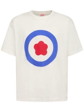 Kenzo Paris: Target print oversized cotton t-shirt - Off White - men_0 | Luisa Via Roma