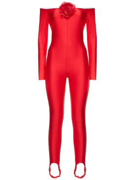 Giuseppe Di Morabito: Shiny stretch jersey jumpsuit - Red - women_0 | Luisa Via Roma
