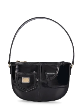 Dolce&Gabbana: Patent leather shoulder bag - Black - kids-girls_0 | Luisa Via Roma