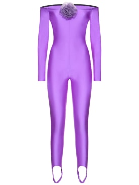 Giuseppe Di Morabito: Shiny stretch jersey jumpsuit - Purple - women_0 | Luisa Via Roma