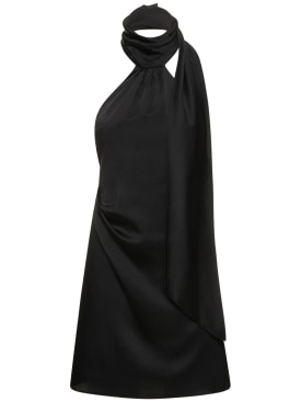SIMKHAI: Vestito Jade in raso drappeggiato / foulard - Nero - women_0 | Luisa Via Roma