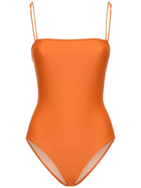 Dolla Paris: Lola one piece swimsuit w/chain straps - Arancione - women_0 | Luisa Via Roma
