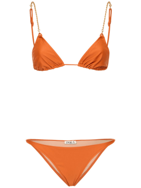 Dolla Paris: Dolores triangle bikini set w/chain - Arancione - women_0 | Luisa Via Roma