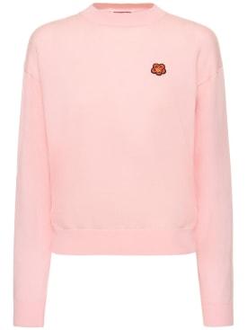 Kenzo Paris: Boke flower crest logo wool sweater - Pink - women_0 | Luisa Via Roma
