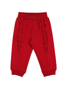 Monnalisa: Pantaloni in felpa di misto cotone - Rosso - kids-girls_0 | Luisa Via Roma