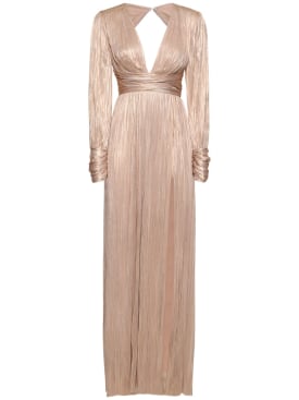 Maria Lucia Hohan: Smaranda foiled silk tulle long dress - Pink - women_0 | Luisa Via Roma