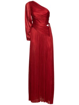 Maria Lucia Hohan: Beatriz silk tulle one sleeve long dress - Red - women_0 | Luisa Via Roma