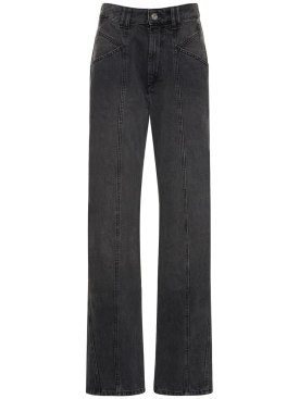 Isabel Marant: Jeans rectos de denim de algodón - Negro Lavado - women_0 | Luisa Via Roma