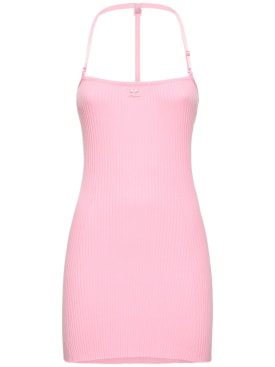 Courreges: Strap rib knit mini dress - Pink - women_0 | Luisa Via Roma