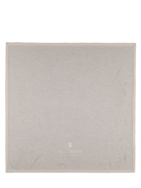 Brunello Cucinelli: Cashmere blanket w/embroidered logo - Grey/White - kids-girls_0 | Luisa Via Roma