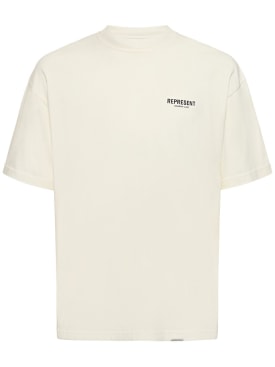 Represent: T-shirt en coton à logo Owners Club - Flat White - men_0 | Luisa Via Roma