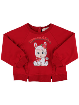 Monnalisa: Cotton blend sweatshirt - Red - kids-girls_0 | Luisa Via Roma