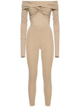 The Andamane: Kendall matte lycra cutout jumpsuit - Beige - women_0 | Luisa Via Roma