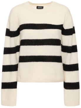A.P.C.: Sweater aus Alpakamischstrick „Madison“ - Weiß/Schwarz - women_0 | Luisa Via Roma