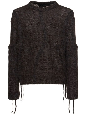Andersson Bell: Colbine mohair blend crewneck sweater - Black - men_0 | Luisa Via Roma