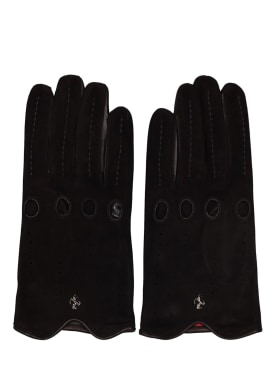Ferrari: Suede & Napa driving gloves - Black - men_0 | Luisa Via Roma