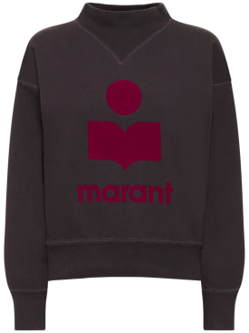 Marant Etoile: Moby cotton blend logo sweatshirt - Navy/Fuchsia - women_0 | Luisa Via Roma
