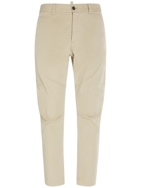 Dsquared2: Pantalones de algodón stretch - Beige - men_0 | Luisa Via Roma