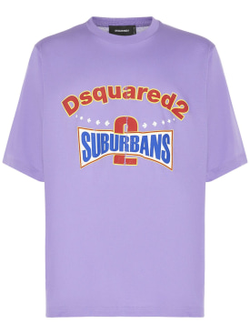 Dsquared2: 로고 프린트 티셔츠 - 퍼플 - men_0 | Luisa Via Roma