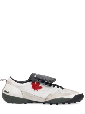 Dsquared2: Soccer leather shoes - White/Red - men_0 | Luisa Via Roma