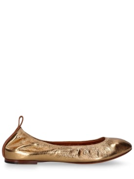 Lanvin: Laminated leather ballerina flats - Gold - women_0 | Luisa Via Roma
