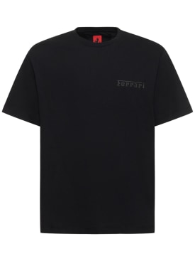 Ferrari: T-shirt oversize en jersey de coton à logo - Noir - men_0 | Luisa Via Roma