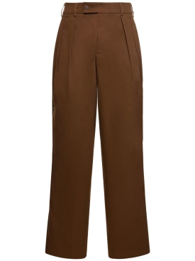 Amiri: Side pleat cotton snap pants - Brown - men_0 | Luisa Via Roma