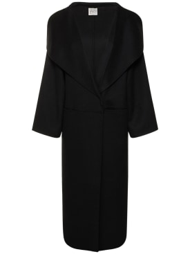 Toteme: Signature wool & cashmere long coat - Black - women_0 | Luisa Via Roma