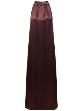 Loulou Studio: Morene silk blend halter neck long dress - Bordeaux - women_0 | Luisa Via Roma