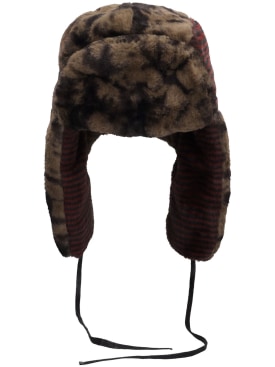 Kangol: Faux fur trapper hat - Khaki - men_0 | Luisa Via Roma
