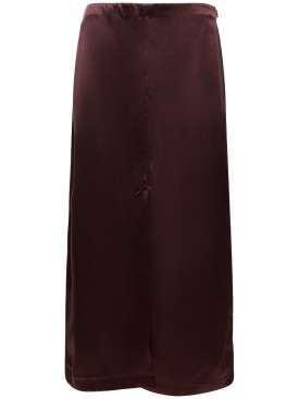 Loulou Studio: Lys silk blend midi skirt - Bordeaux - women_0 | Luisa Via Roma