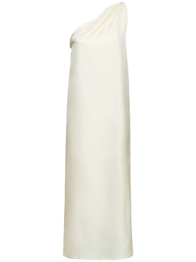 Loulou Studio: Adela asymmetric silk midi dress - White - women_0 | Luisa Via Roma