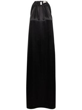 Loulou Studio: Morene silk blend halter neck long dress - Black - women_0 | Luisa Via Roma