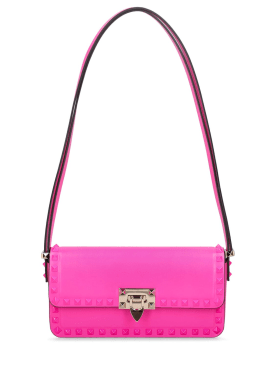 Valentino Garavani: Rockstud leather shoulder bag - Pp Pink - women_0 | Luisa Via Roma