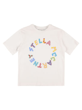 Stella Mccartney Kids: Organic cotton printed logo t-shirt - White - kids-girls_0 | Luisa Via Roma