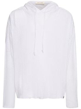 1017 Alyx 9sm: Sweat-shirt en coton usé à capuche - Blanc - men_0 | Luisa Via Roma