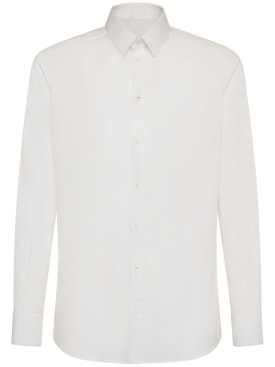 Dolce&Gabbana: Camisa de popelina de algodón - Optic White - men_0 | Luisa Via Roma