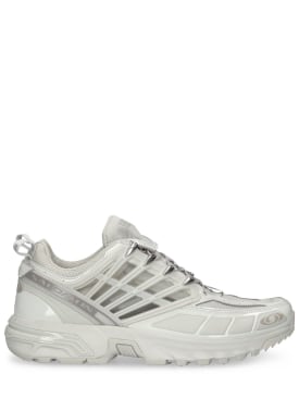 MM6 Maison Margiela: Sneakers aus Leder und Mesh „ACS PRO“ - Weiß/ Grau - women_0 | Luisa Via Roma