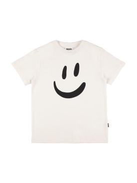 Molo: T-shirt en jersey de coton biologique imprimé - Blanc - kids-girls_0 | Luisa Via Roma