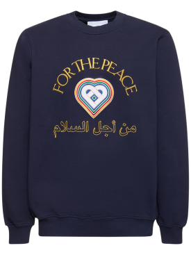 Casablanca: Sweat-shirt en coton biologique For The Peace - Bleu Marine - men_0 | Luisa Via Roma