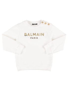 Balmain: Organic cotton jersey sweatshirt - White - kids-girls_0 | Luisa Via Roma