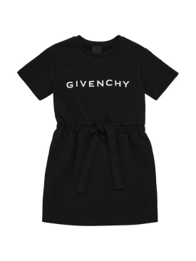 Givenchy: 코튼 혼방 로고 드레스 - 블랙 - kids-girls_0 | Luisa Via Roma