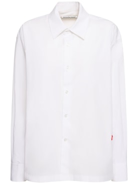 Alexander Wang: Button up cotton shirt w/ logo - White - women_0 | Luisa Via Roma