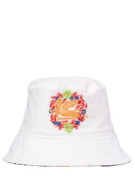 Etro: Printed cotton & linen bucket hat - Ivory/Multi - kids-girls_0 | Luisa Via Roma