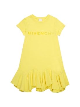 Givenchy: Cotton interlock dress - Yellow - kids-girls_0 | Luisa Via Roma