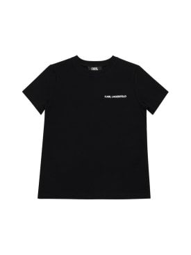 Karl Lagerfeld: Cotton jersey t-shirt - Black - kids-boys_0 | Luisa Via Roma