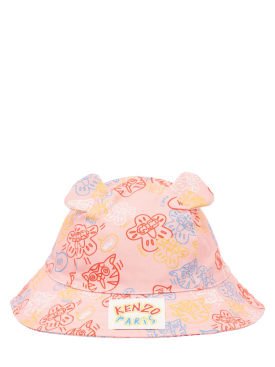 Kenzo Kids: Printed cotton bucket hat - Pink - kids-girls_0 | Luisa Via Roma
